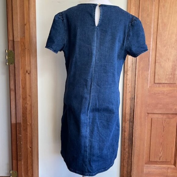 DRAPER JAMES Denim Puff Sleeve Sheath Shift Dress 10 - Picture 6 of 17